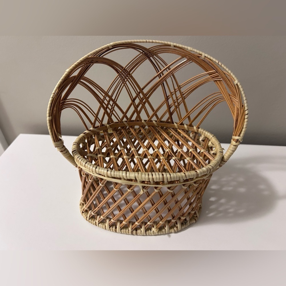 Vintage mini Wicker barbie doll furniture Chairs fan back peacock chairs settee - Picture 8 of 16